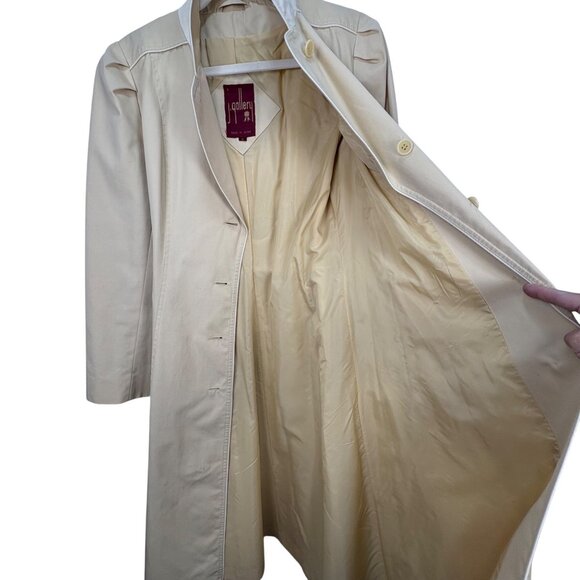 Vintage 70s-80s J. Gallery Beige Womens Long Trench Coat Size 11 Belted Button - Picture 10 of 11